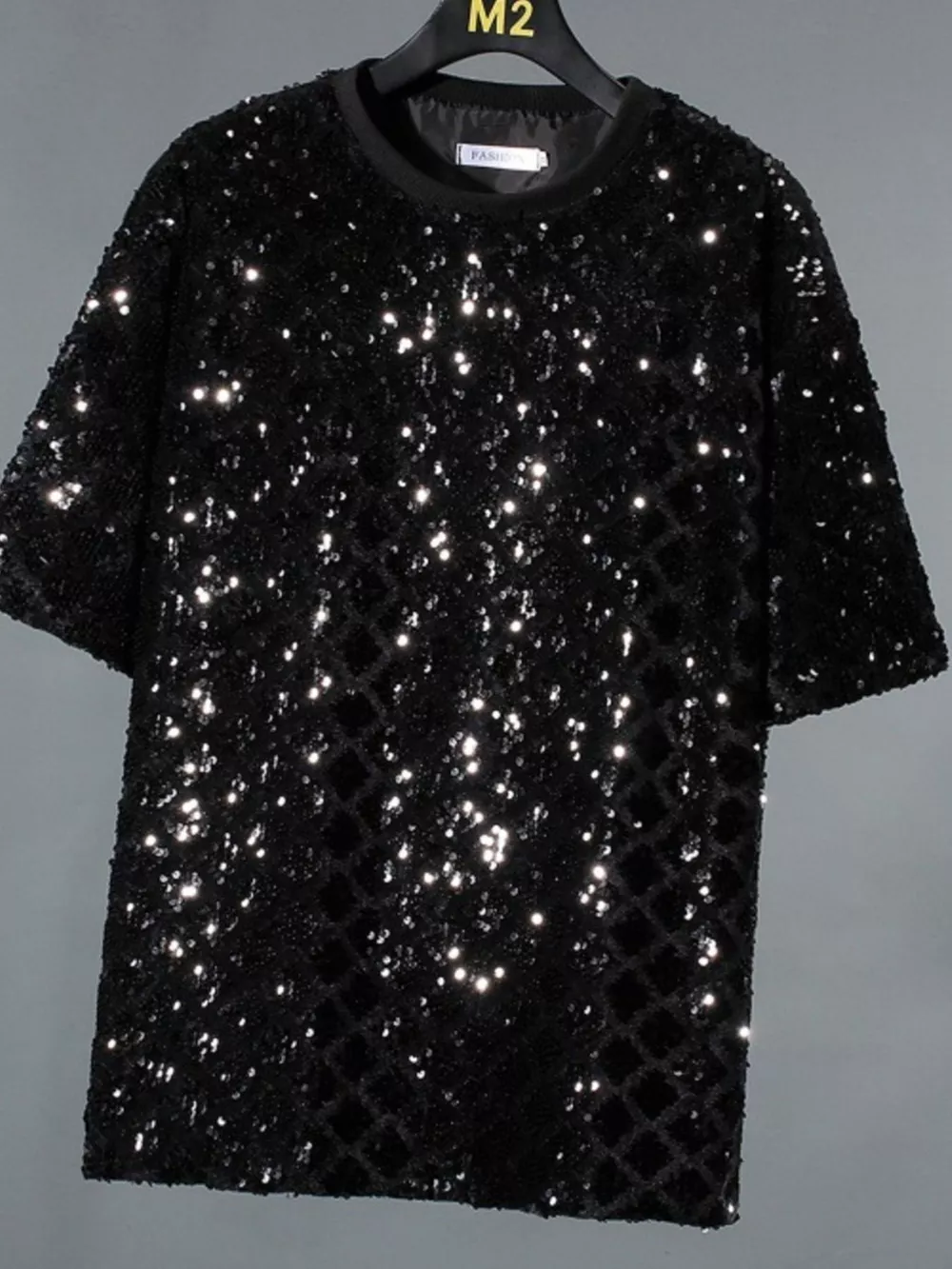 Men's Sequin Round Neck T-Shirt, image 2
