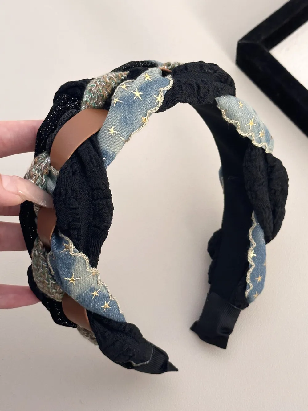 Denim Braided Wide Headband, image 2