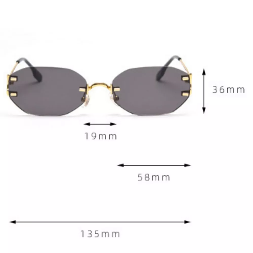 Rimless Oval Sunglasses with Gold Frame, image 8