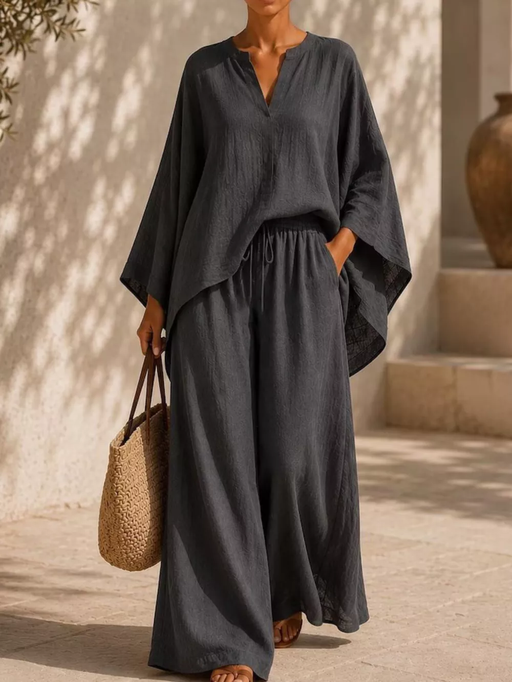 Full Size Loose Fit Top and Wide-Leg Pants Set Plus Size, image 8