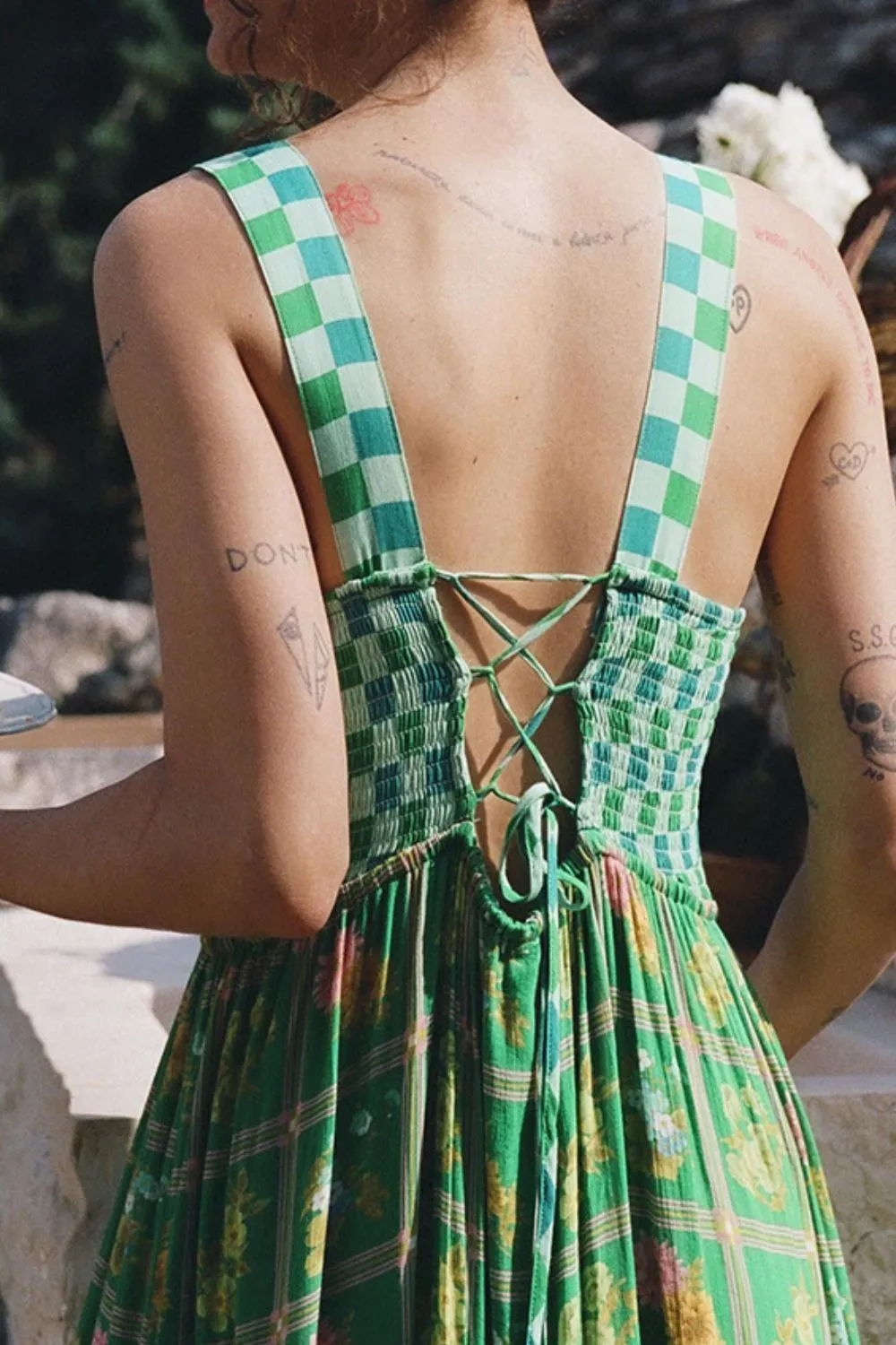 Printed Square Neck Tiered Dress, image 4