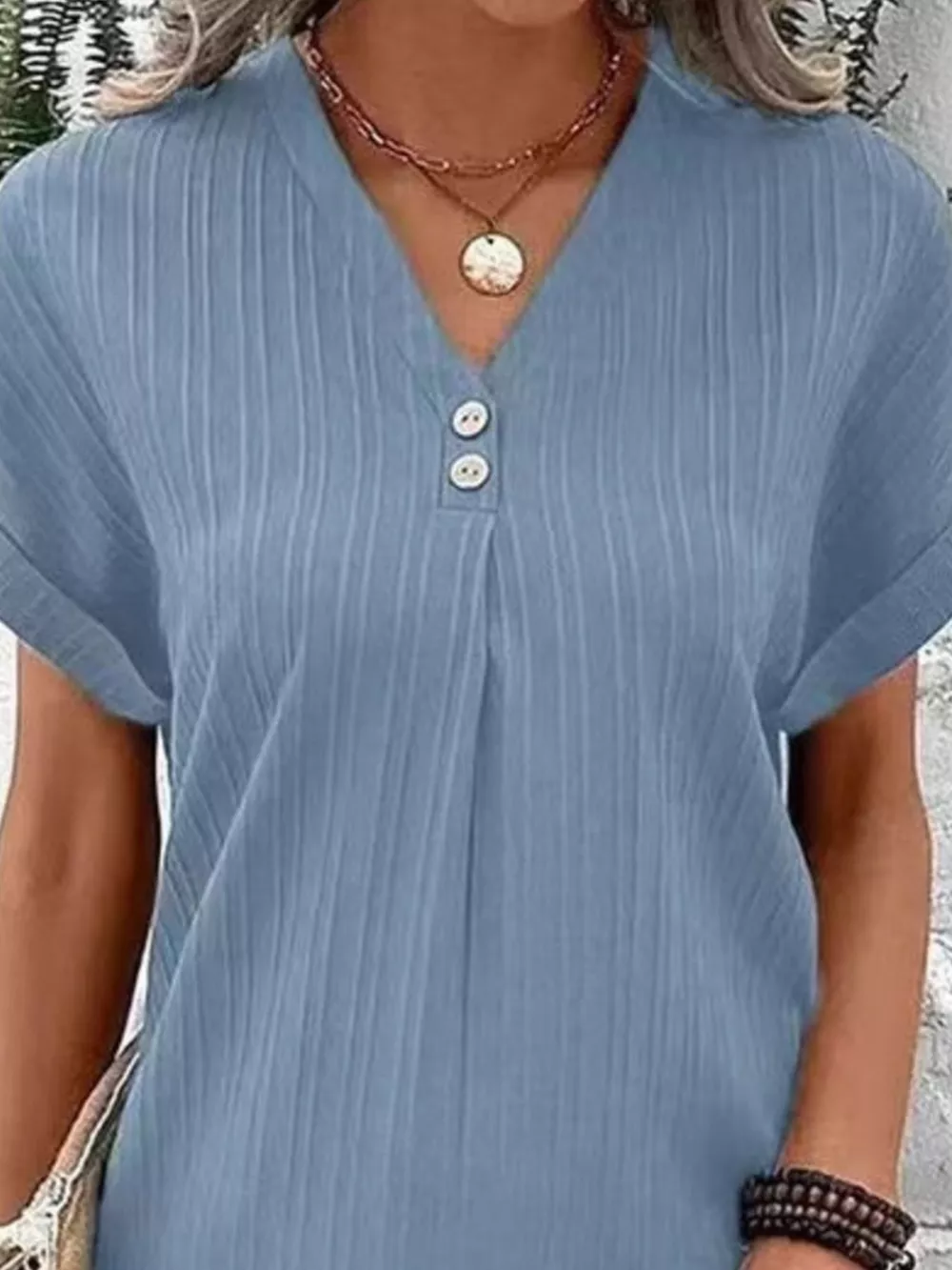 Full Size Casual V-Neck Short Sleeve Dress Plus Size, image 14