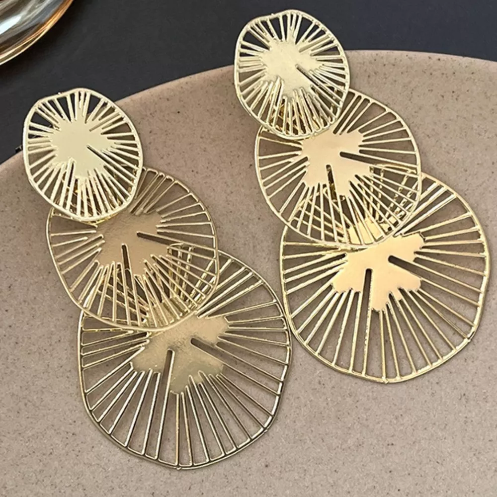 18K Gold-Plated Geometric Drop Earrings, image 3