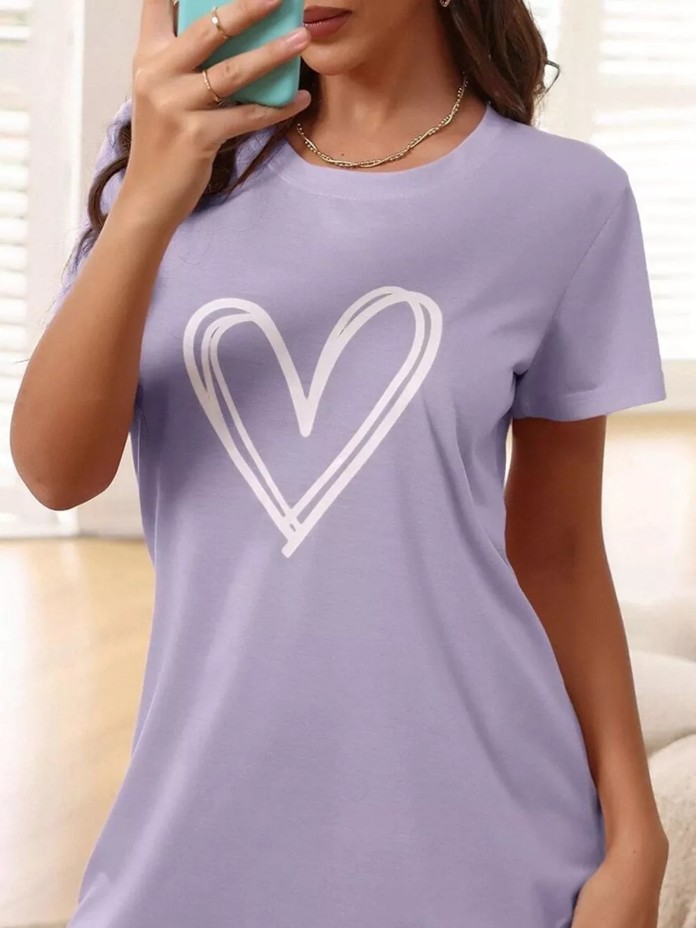 Heart Short Sleeve Lounge Dress, image 10