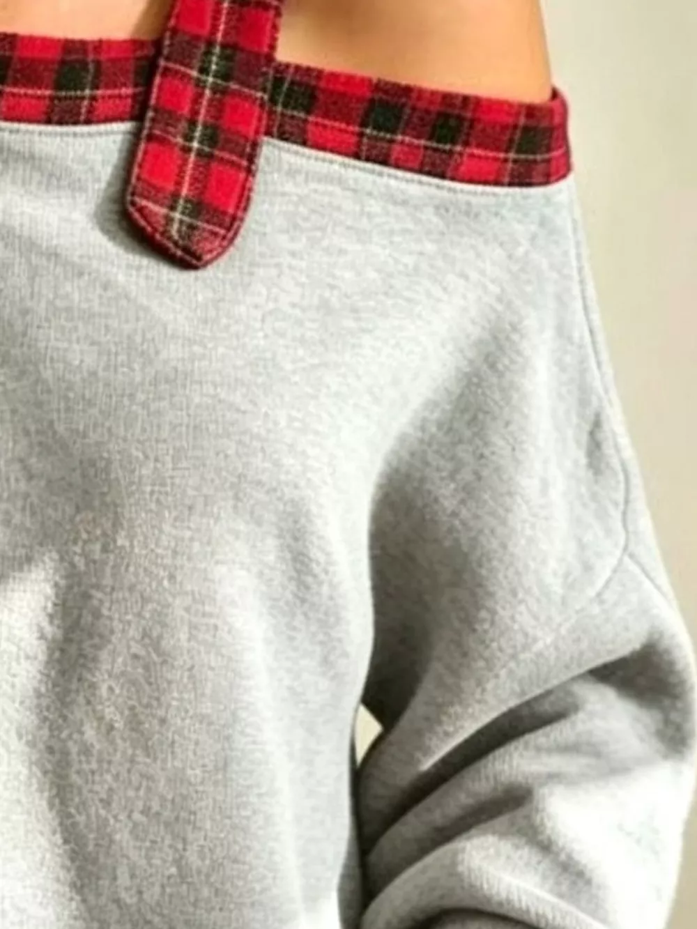 Full Size Cold-Shoulder Plaid Patchwork Long Sleeve Top Plus Size, image 10