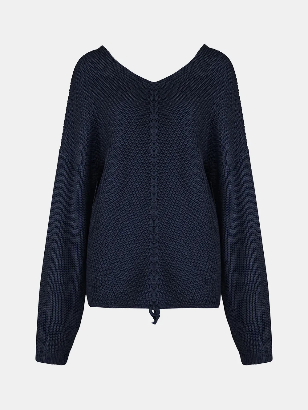 Full Size Lace Up V-Neck Long Sleeve Sweater, image 16