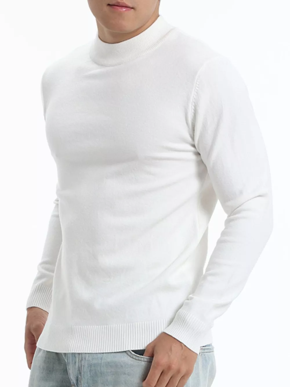 Men's Plus Size Slim-Fit Mock Neck Knit Top, image 10