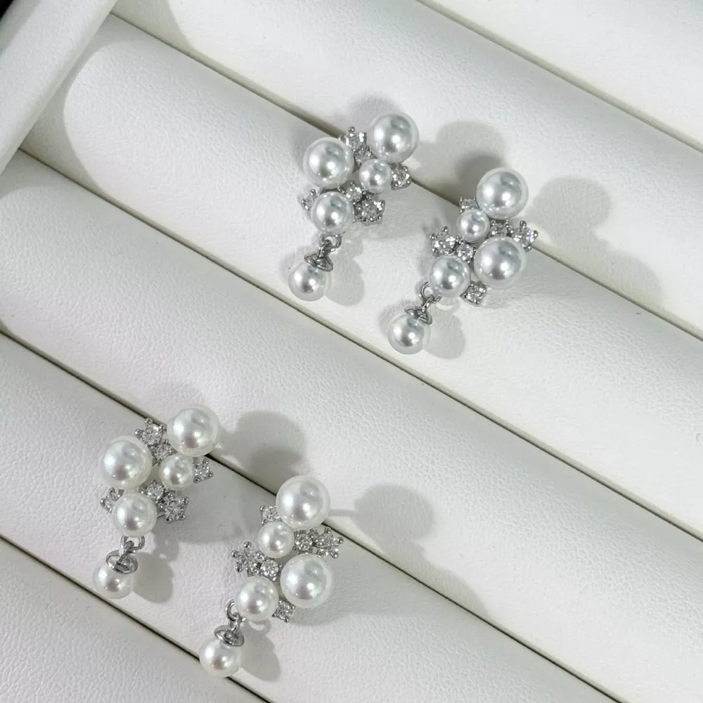 Pearl Cluster Earrings, image 4