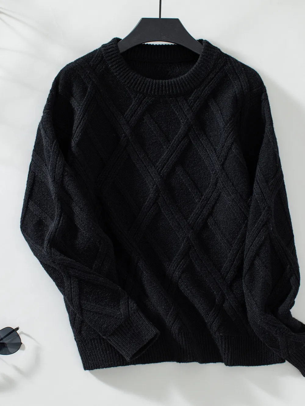 Geometric Round Neck Long Sleeve Sweater, image 4