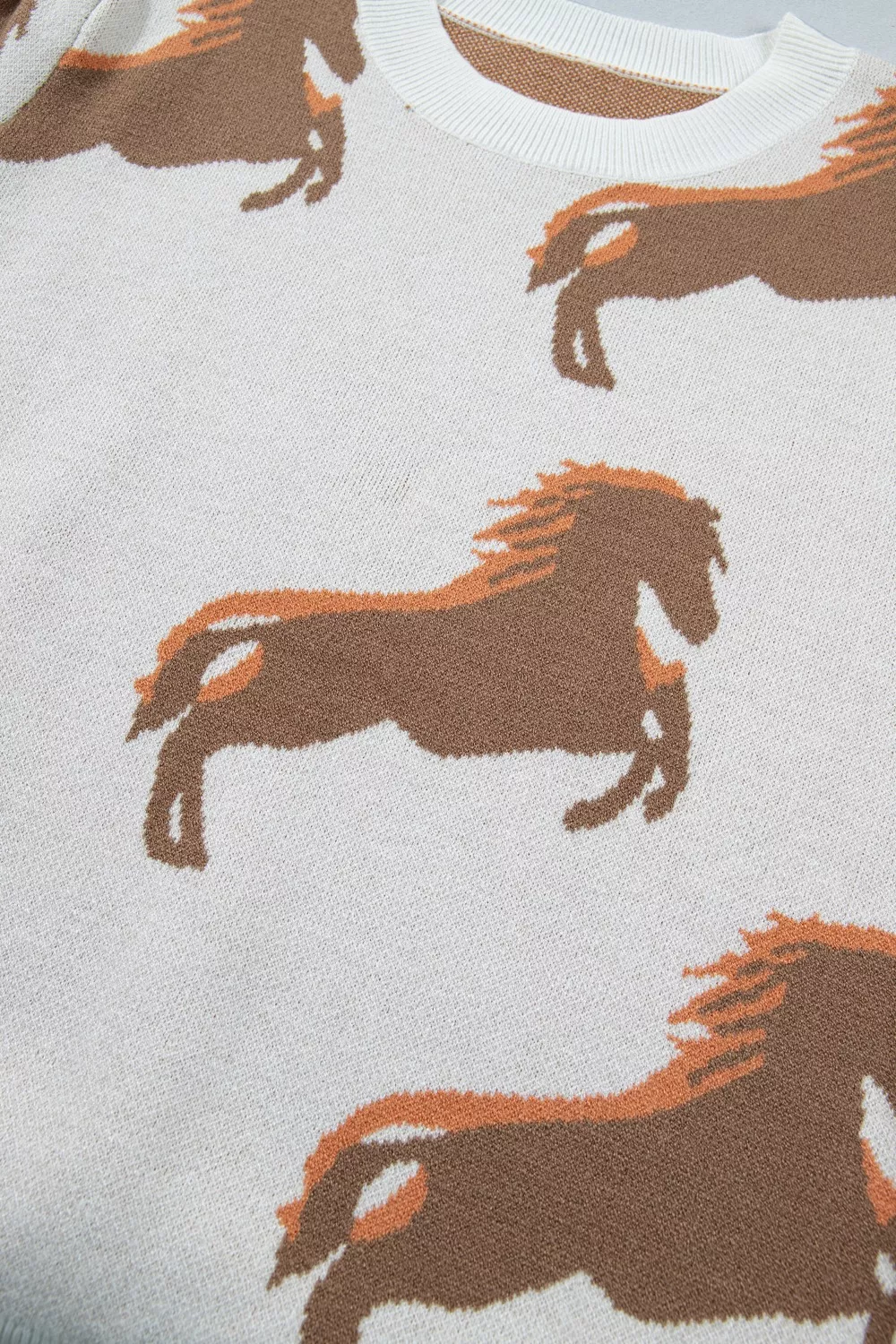 Western Horse Short Puff Sleeve Sweater, image 9