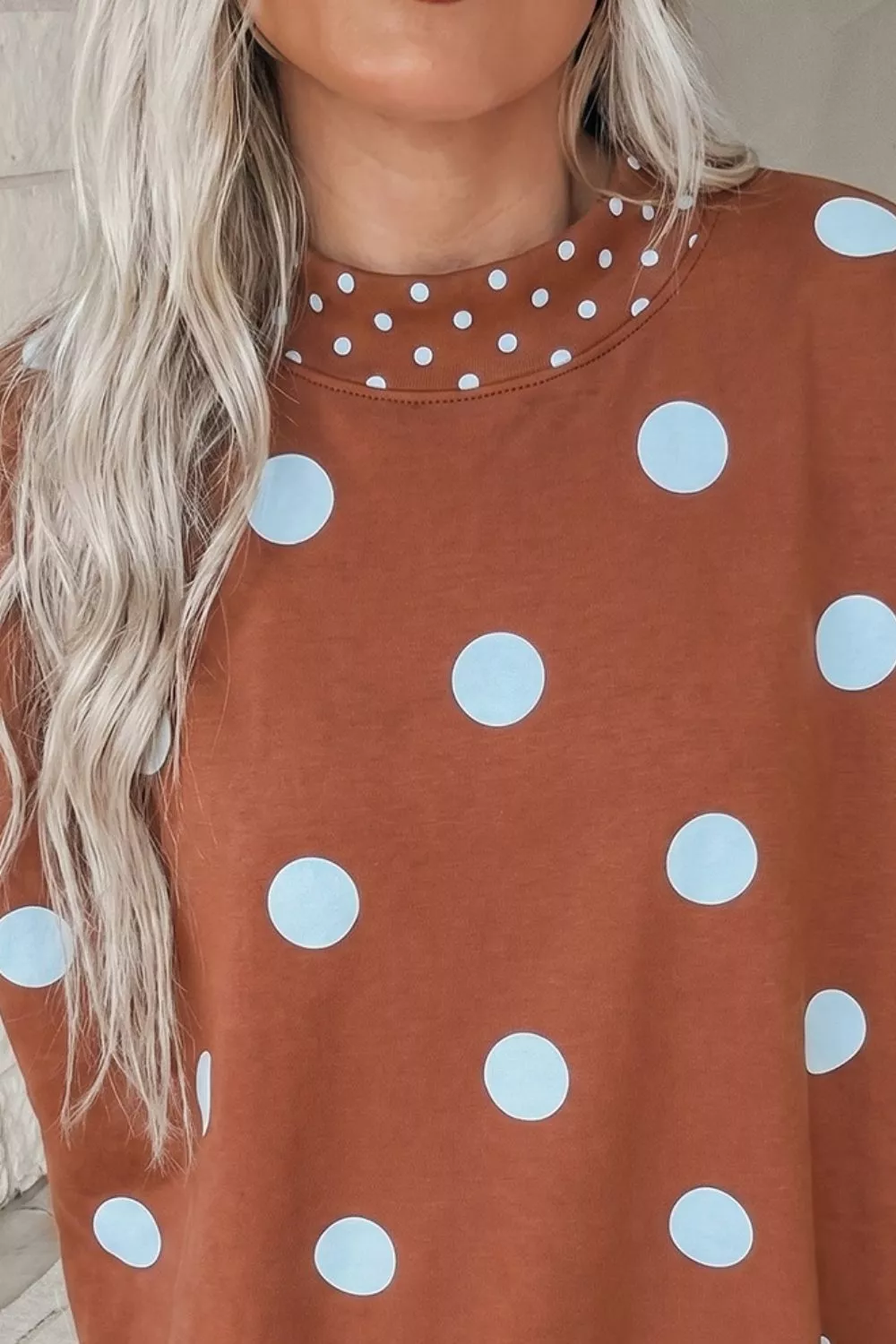 Polka Dot Dropped Shoulder Sweatshirt, image 3