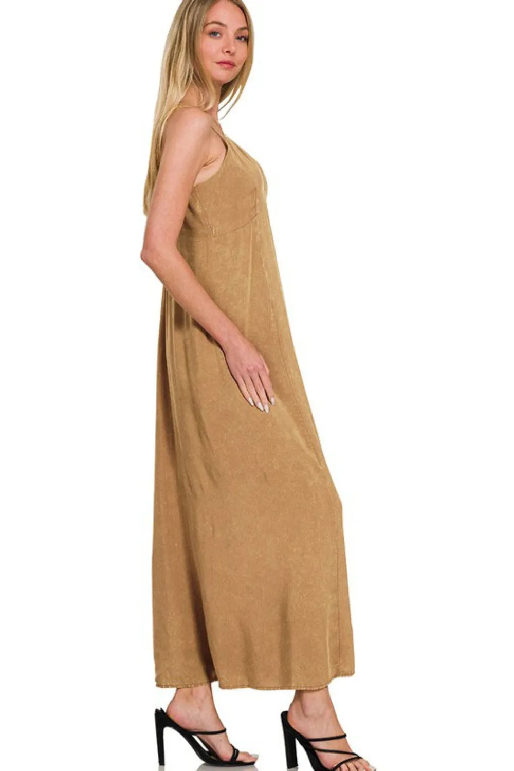 Mineral Washed Rayon Challis Cami Dress, image 3