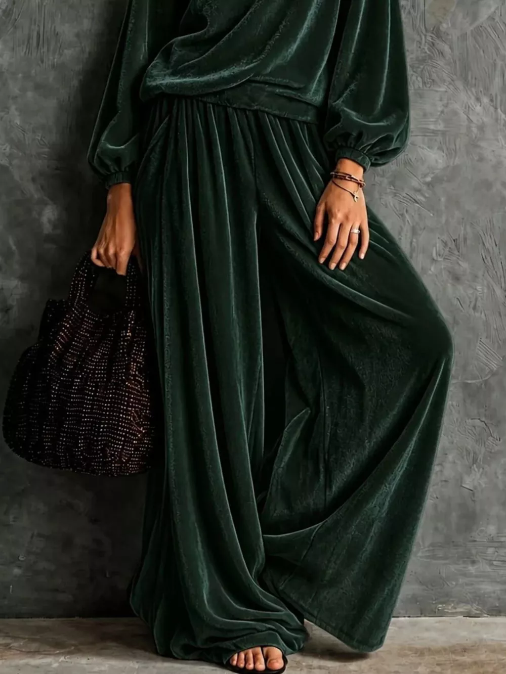 Quarter-Zip Sweatshirt and Wide-Leg Pants, image 4