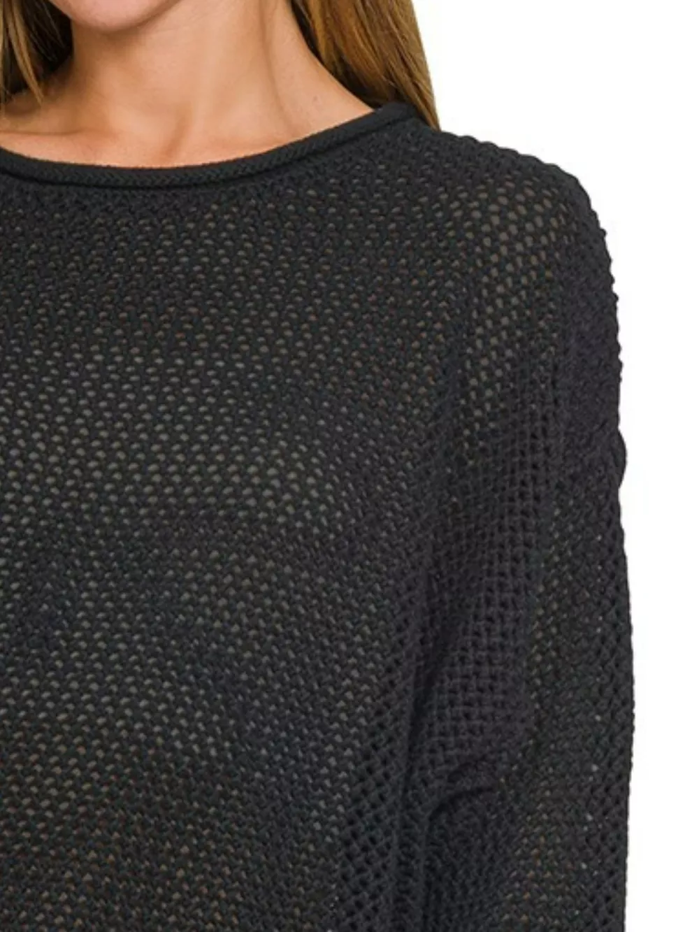 Textured Drop Shoulder Knit Top, image 3