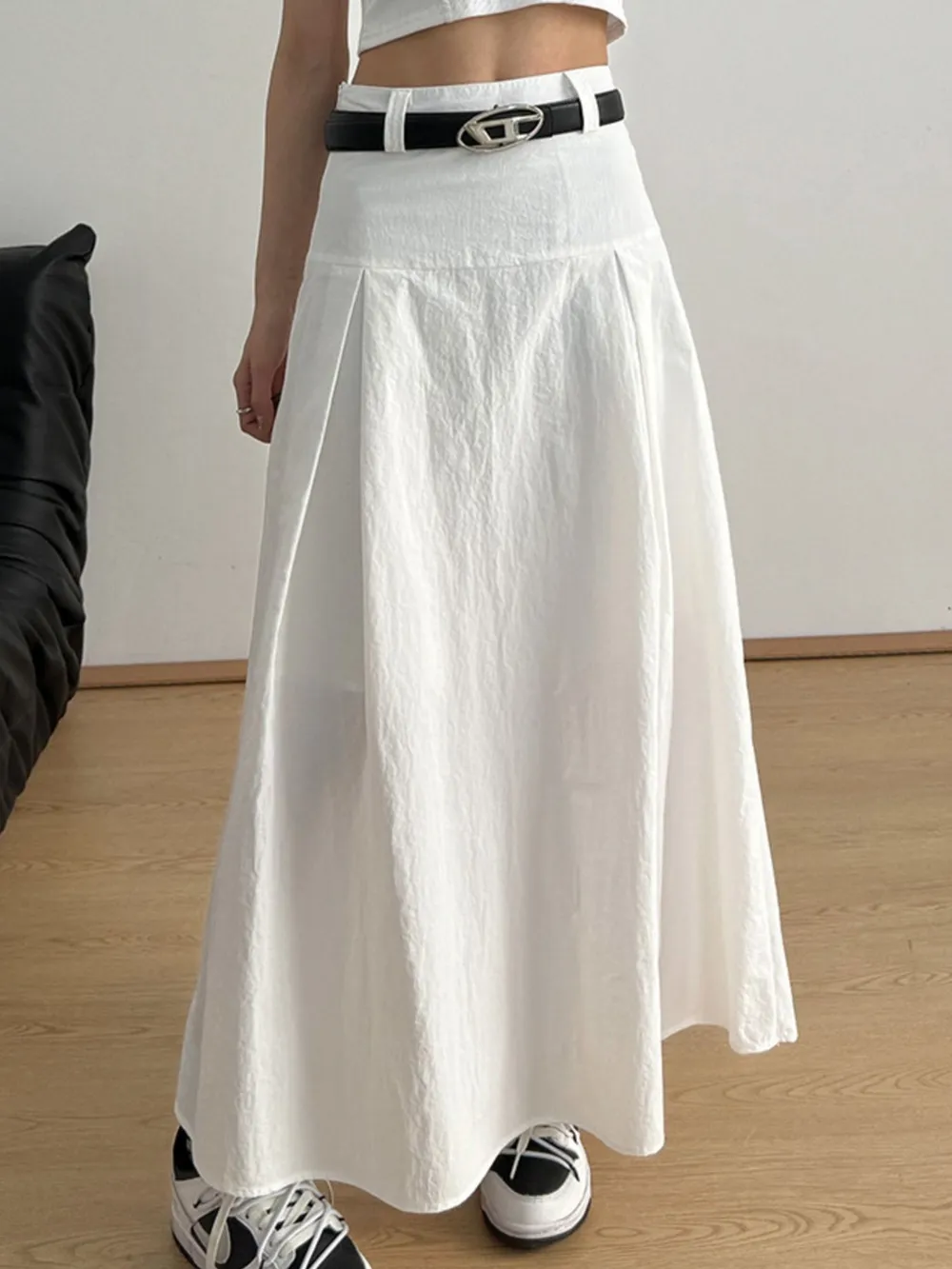 High Waist A-Line Maxi Skirt, image 2