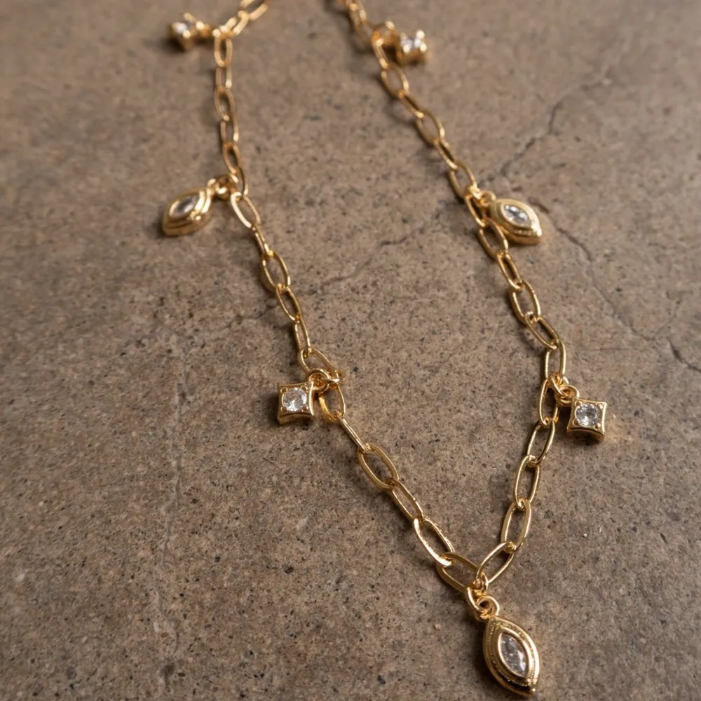 18K Gold-Plated Copper Inlaid Zircon Necklace, image 4