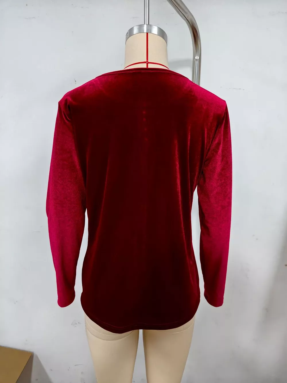 Velvet Long Sleeve Ruched Top, image 12