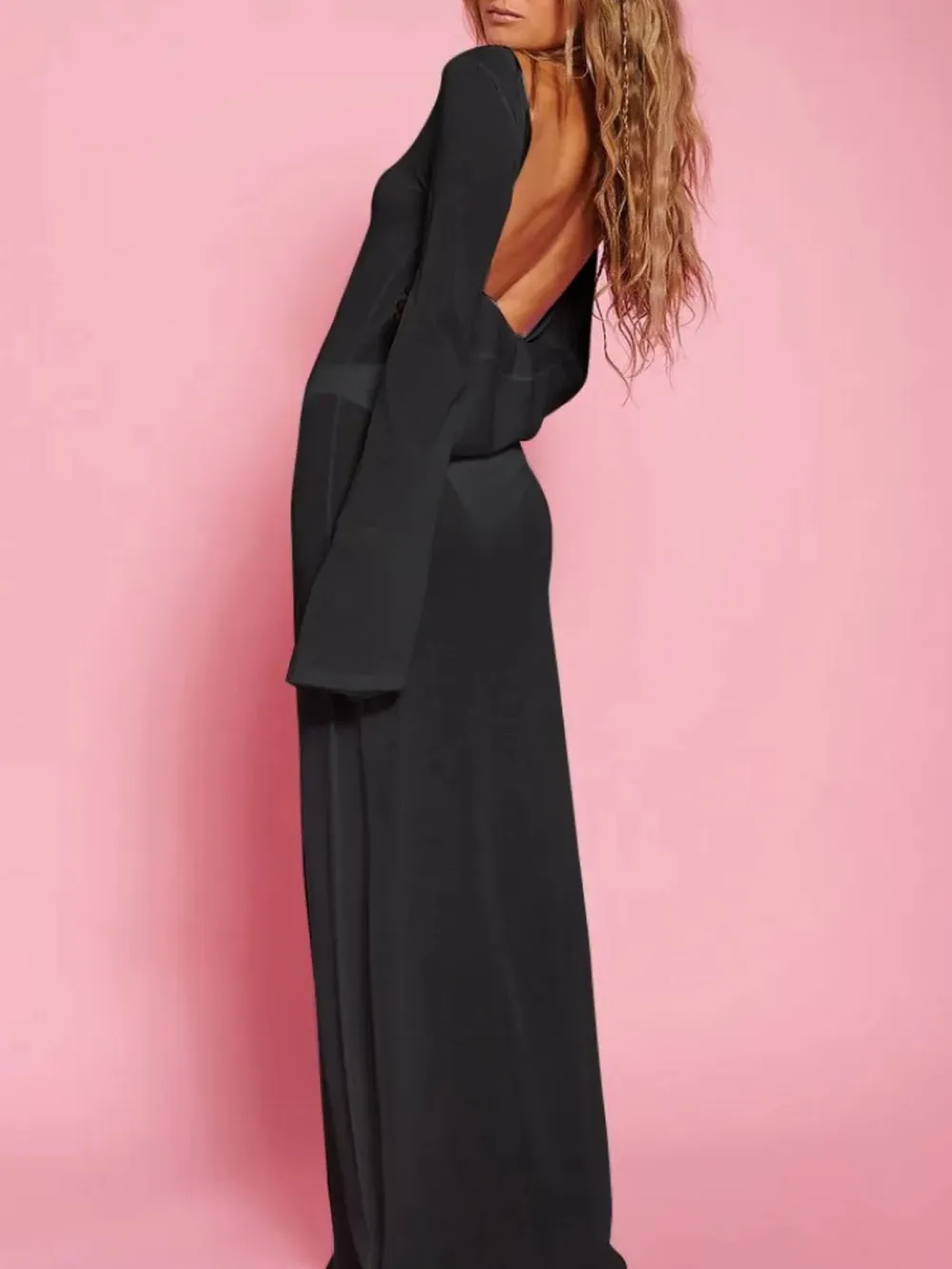Backless Long Sleeve Maxi Cover-Up, image 6