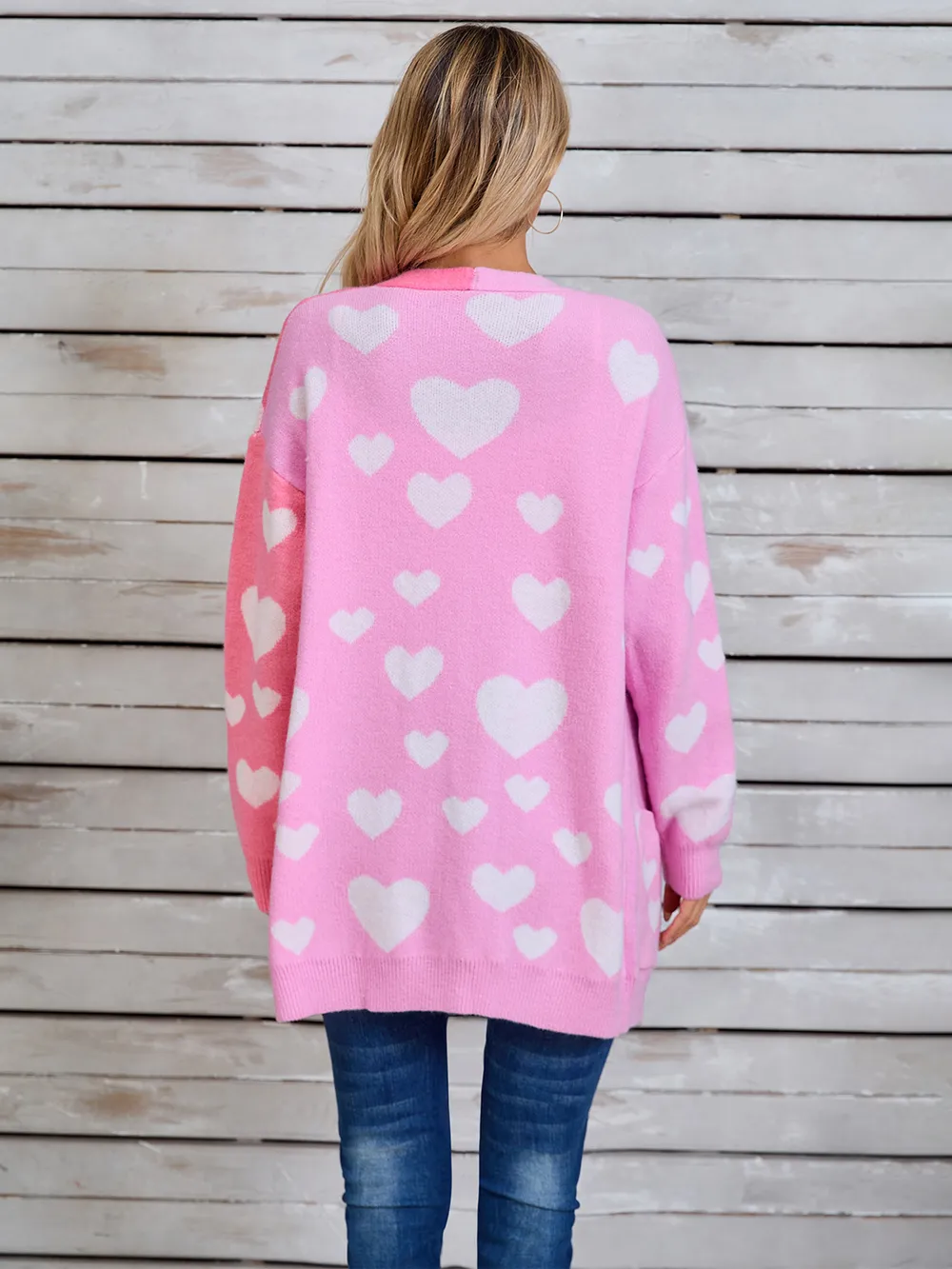 Heart Open Front Long Sleeve Cardigan, image 14