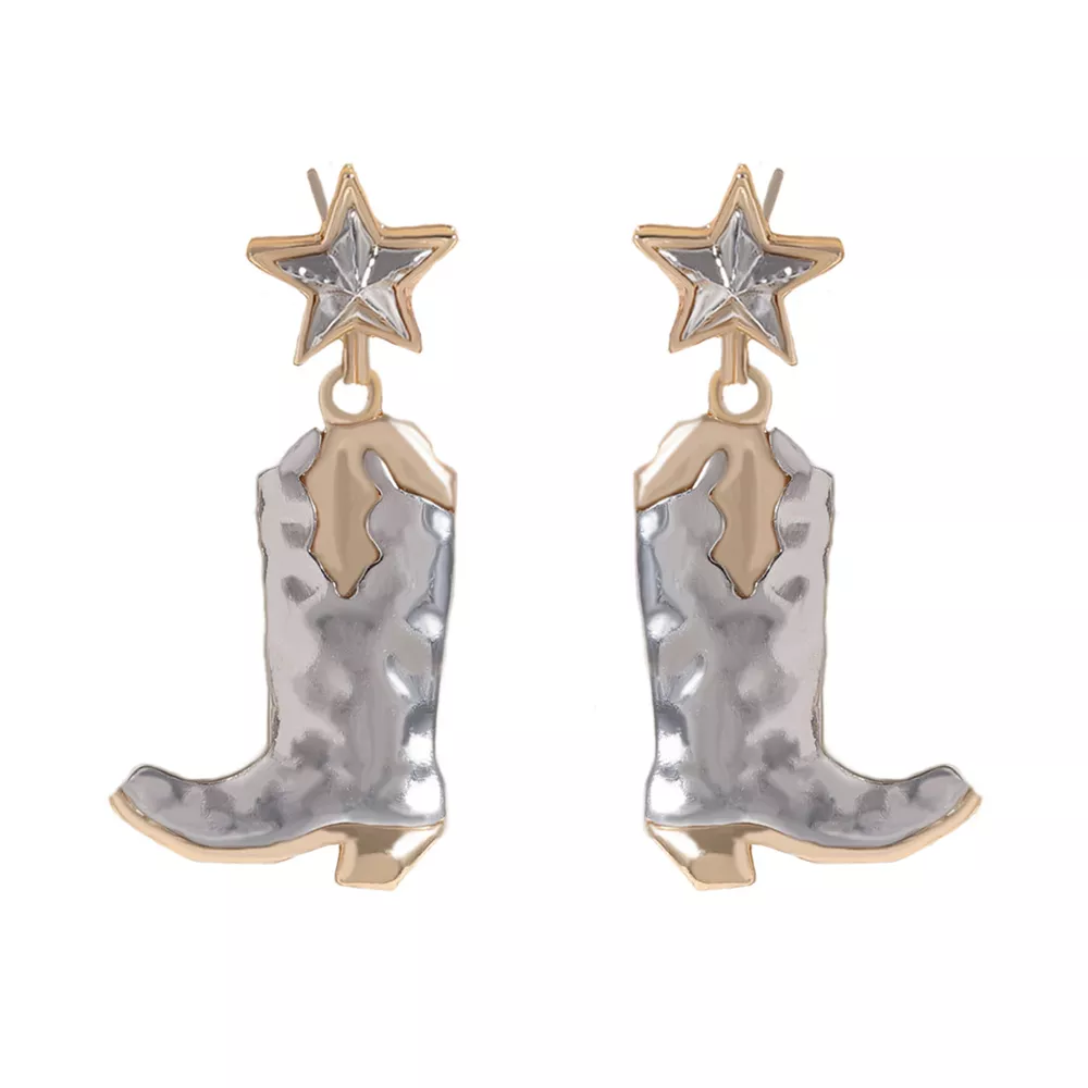Western Cowboy Boot Star Dangle Earrings, image 4