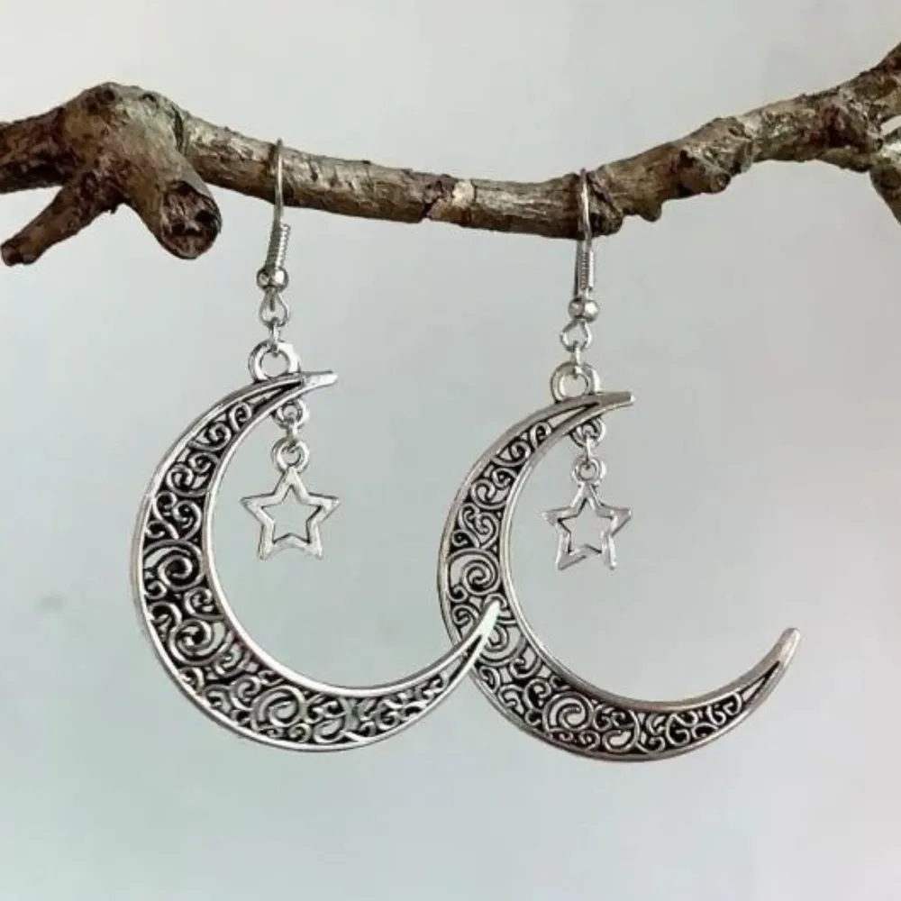 Alloy Cutout Moon Earrings, image 5