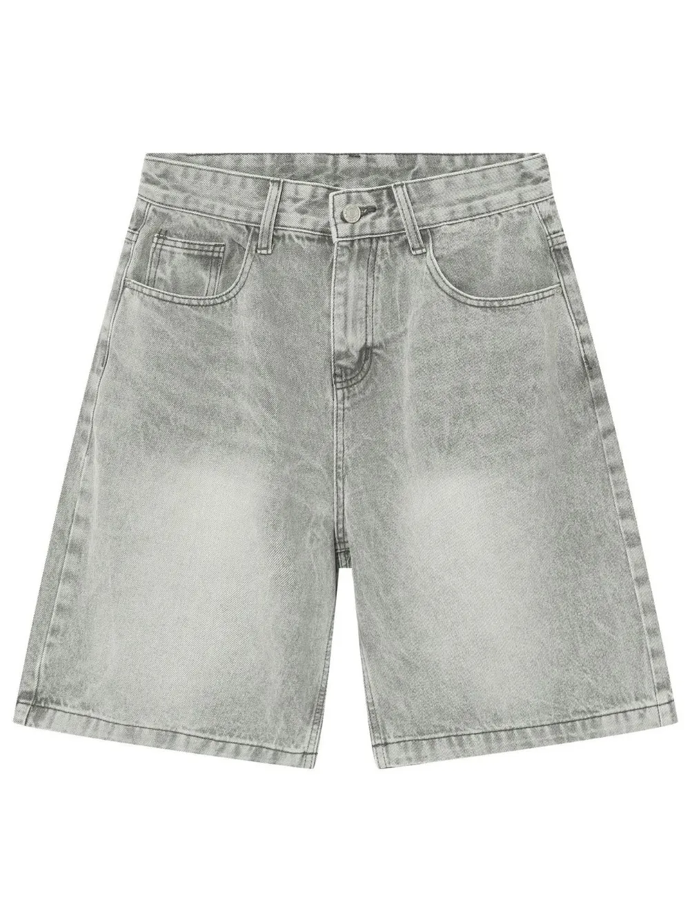 Men's Washed Denim Shorts with Pockets, image 7