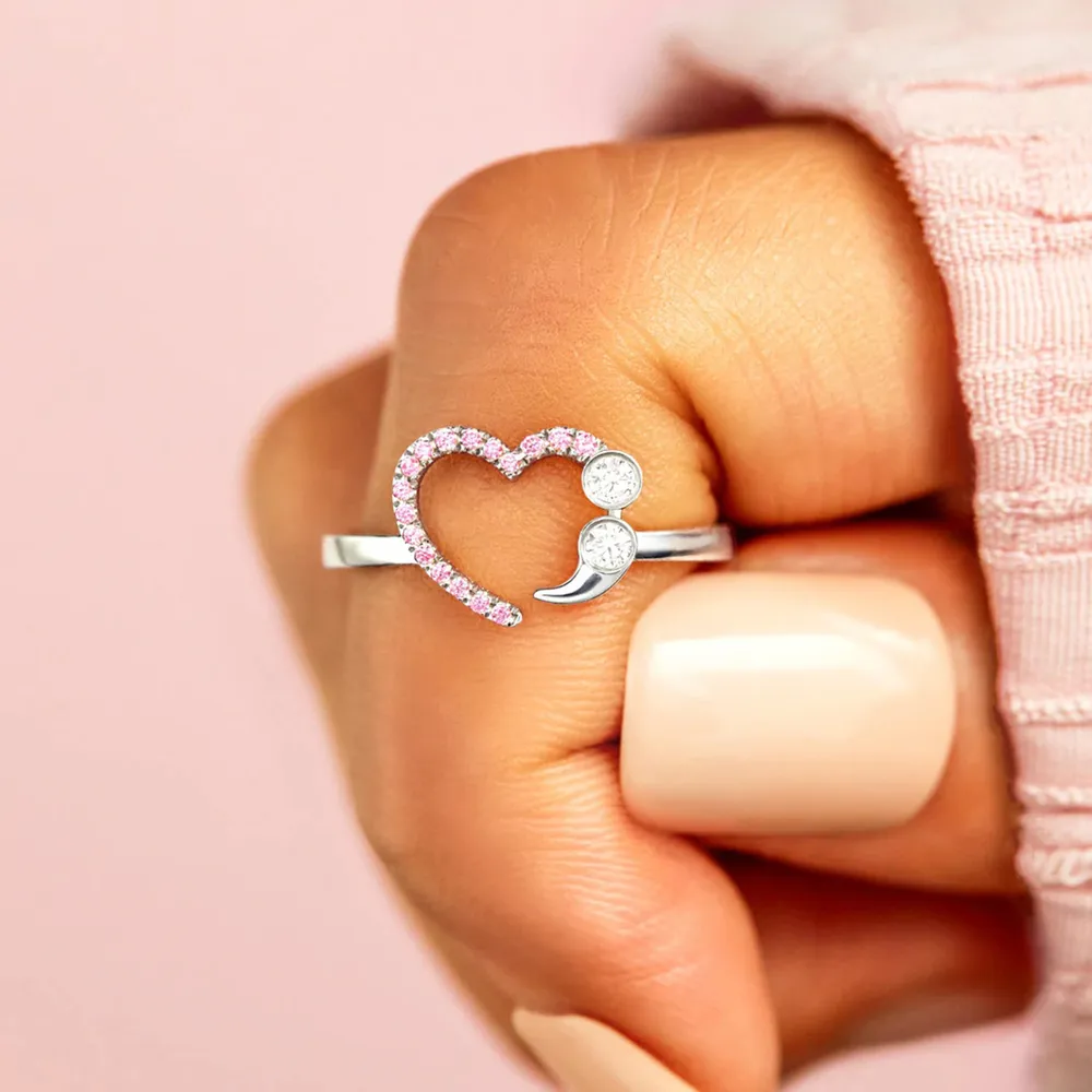 925 Sterling Silver Inlaid Zircon Ring, image 4
