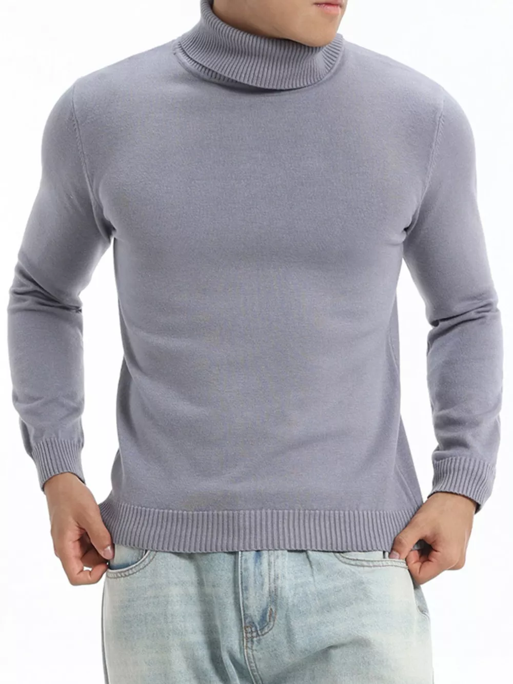 Men's Plus Size Slim-Fit Turtleneck Sweater, image 6