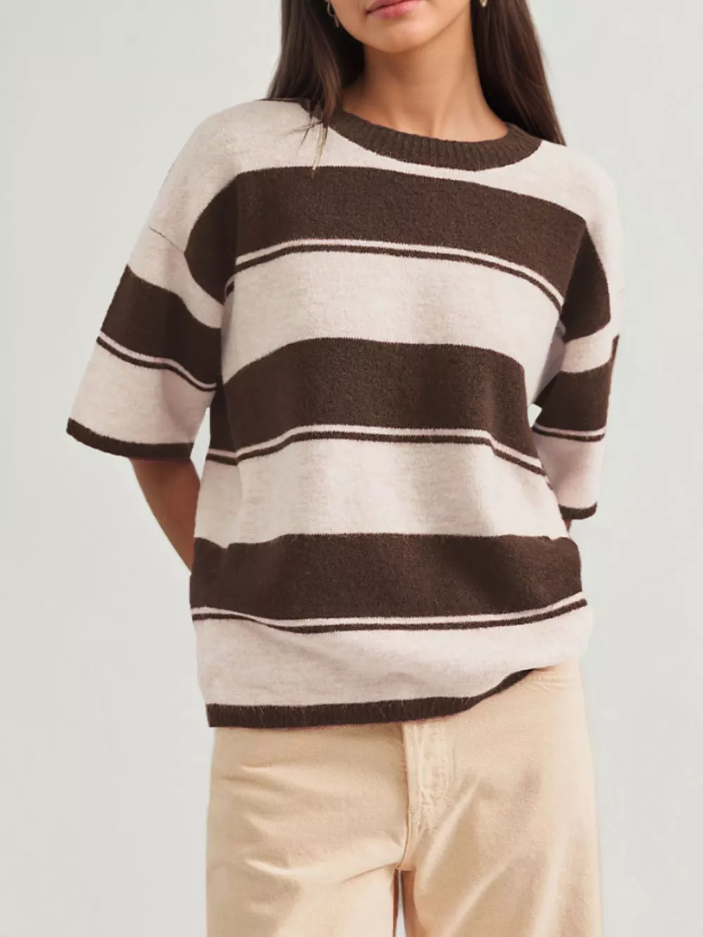 Striped Half Sleeve Sweater, image 7