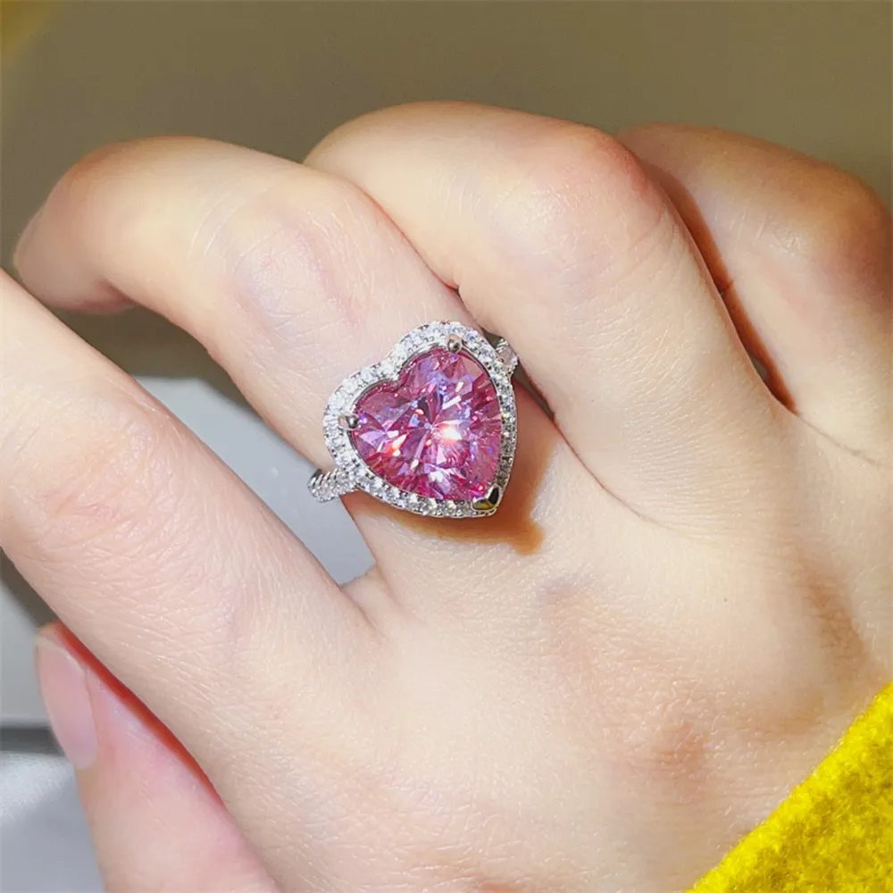 5 Carat Moissanite 925 Sterling Silver Heart Ring