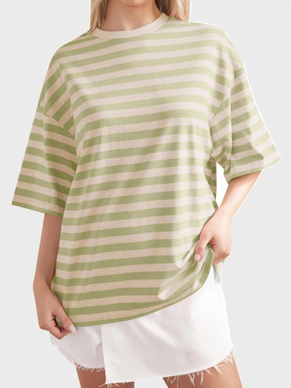 Striped Round Neck Half Sleeve T-Shirt, image 18