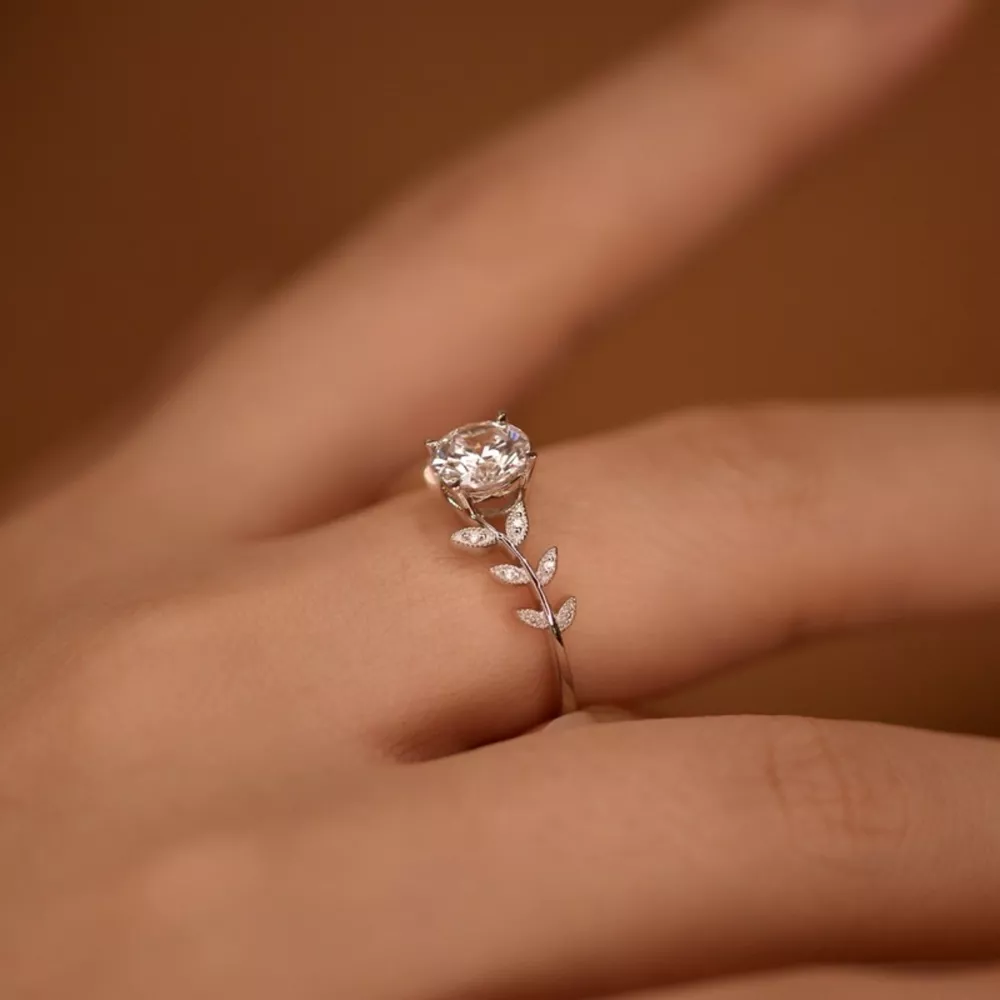 1 Carat Moissanite 925 Sterling Silver Leaf Ring, image 5