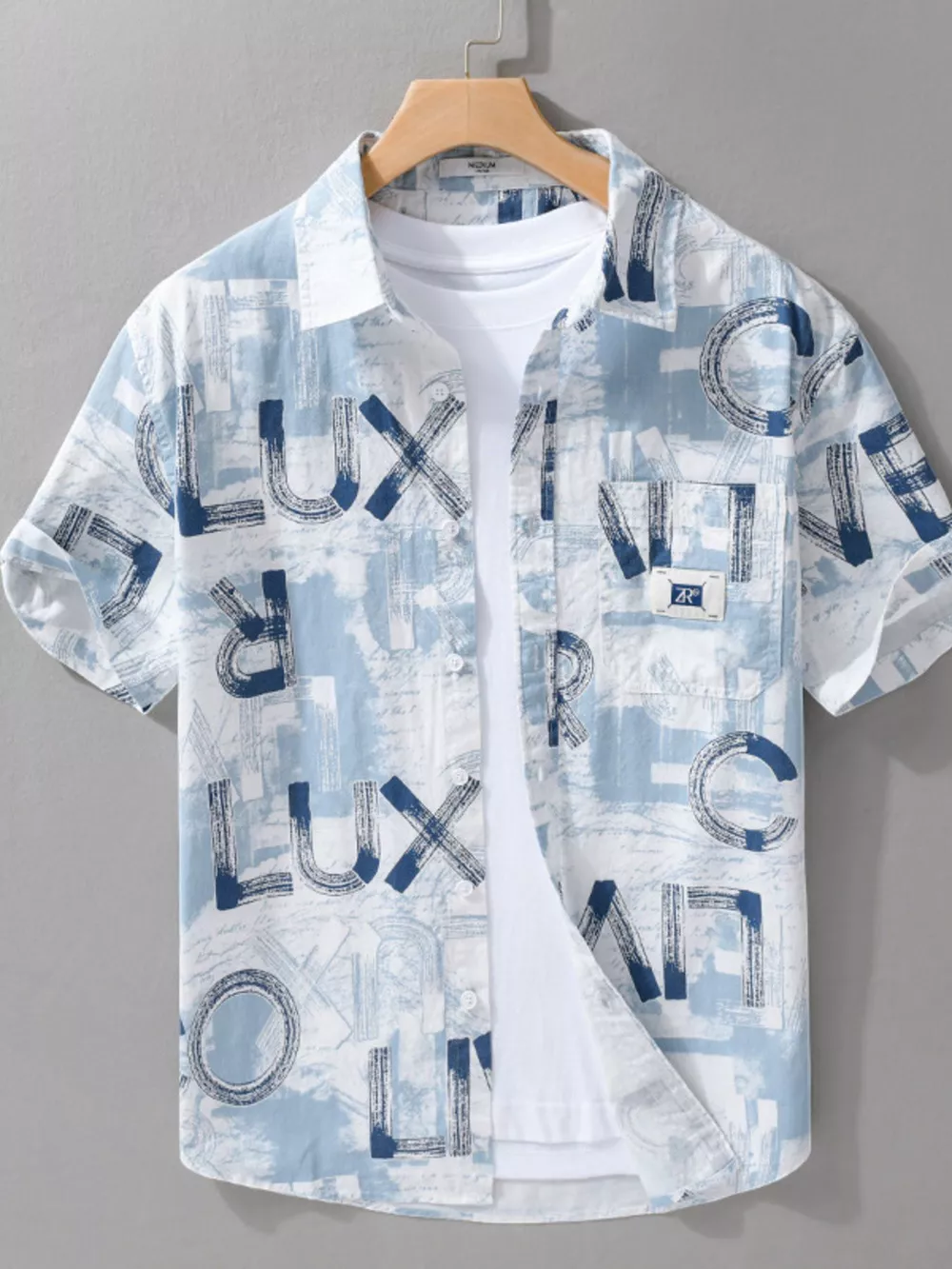 Men's Plus Size Printed Button Up Short Sleeve Shirt, image 2