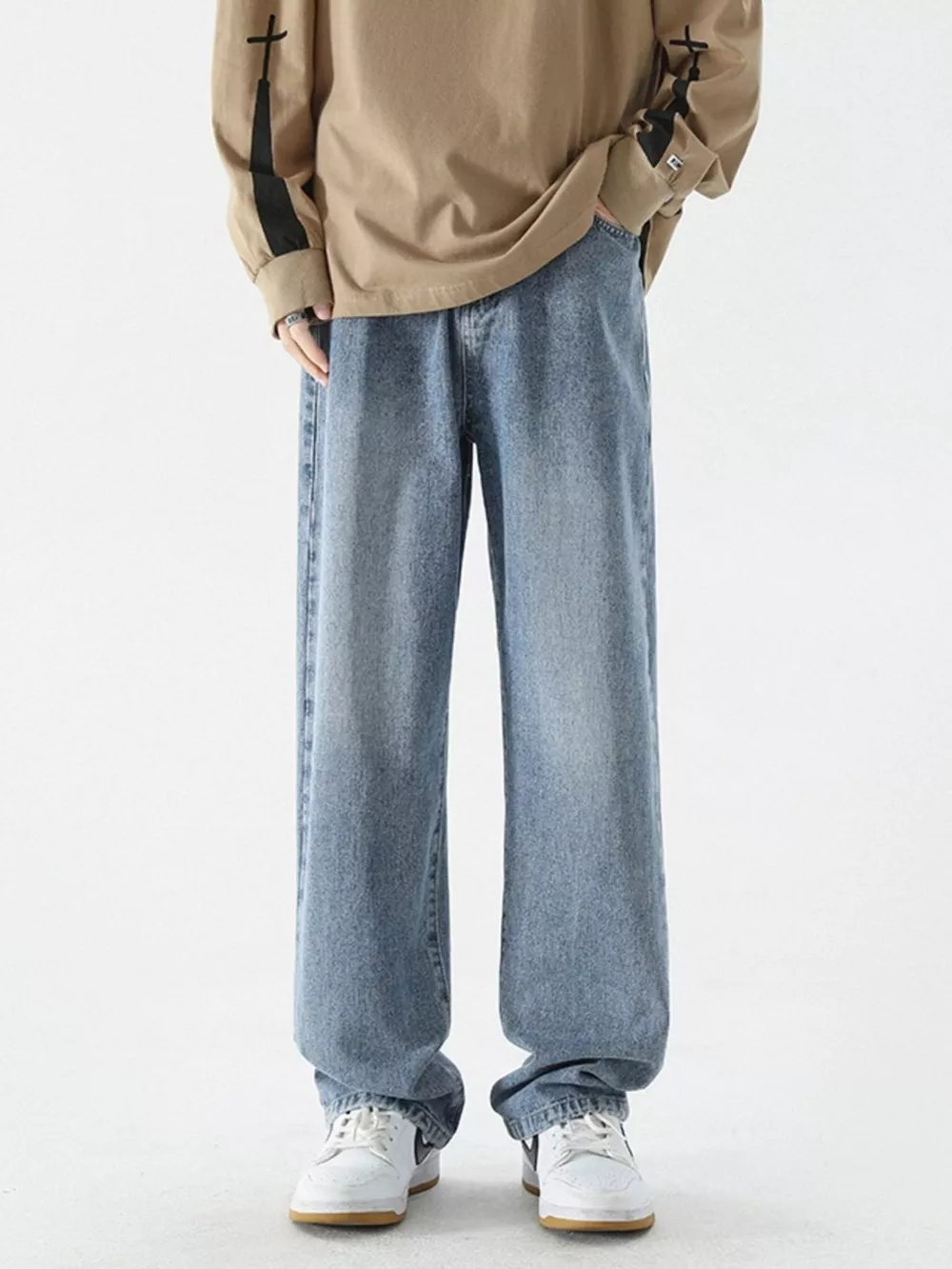 Men's Full Size Vintage Wash Wide Leg Jeans Plus Size, image 9
