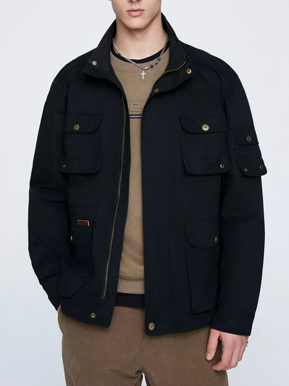 Men's Plus Size Multi-Pocket Zip Up Jacket, image 4