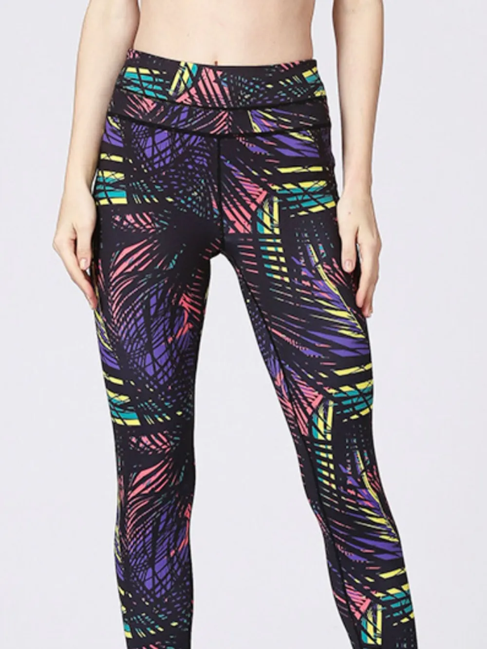 Printed Wide Waistband Active Leggings with Stirrups, image 3