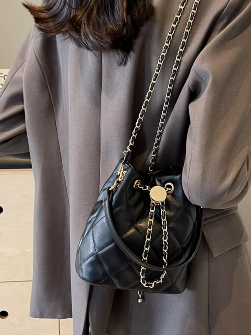 Bucket Crossbody Bag with Chain, image 4