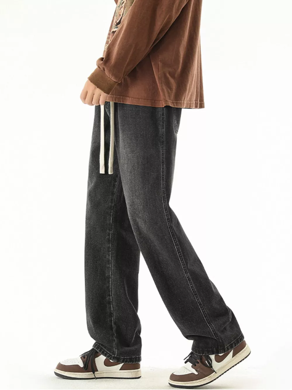 Men's Full Size Wide Leg Drawstring Jeans Plus Size, image 2