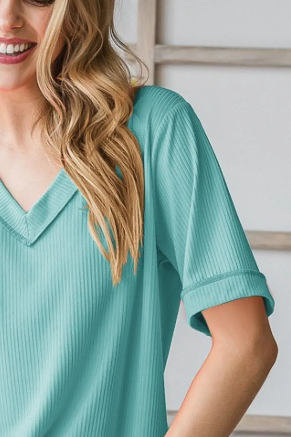 Full Size V-Neck Half Sleeve T-Shirt Plus Size, image 2