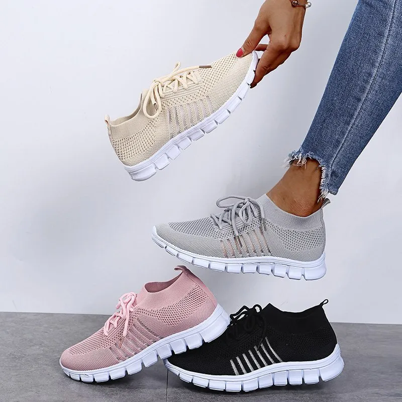 Breathable Mesh Lace Up Sneakers, image 2