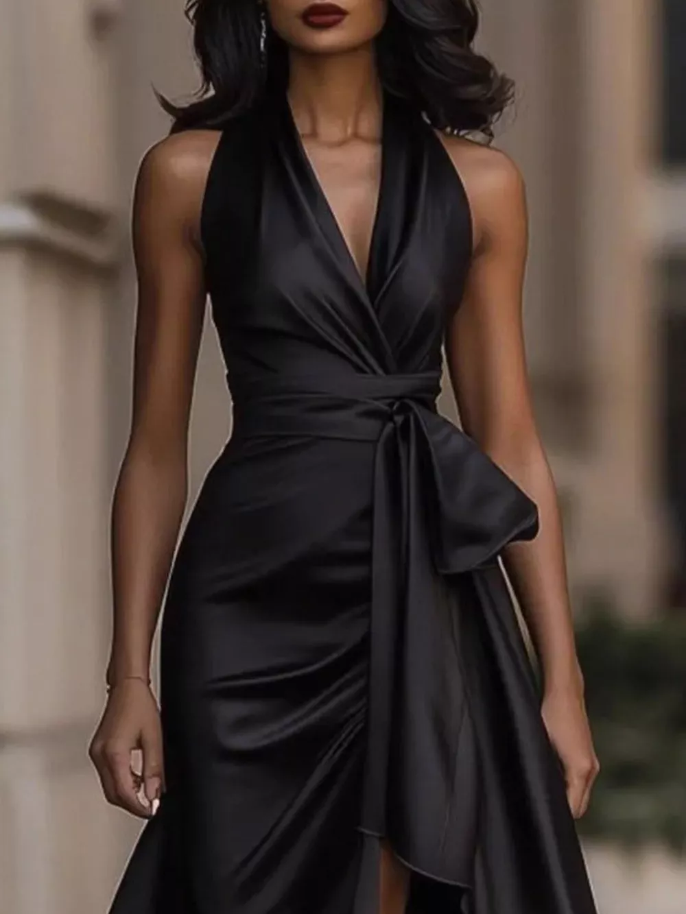 Full Size High-Low Ruffled Satin Maxi Dress Plus Size, image 7