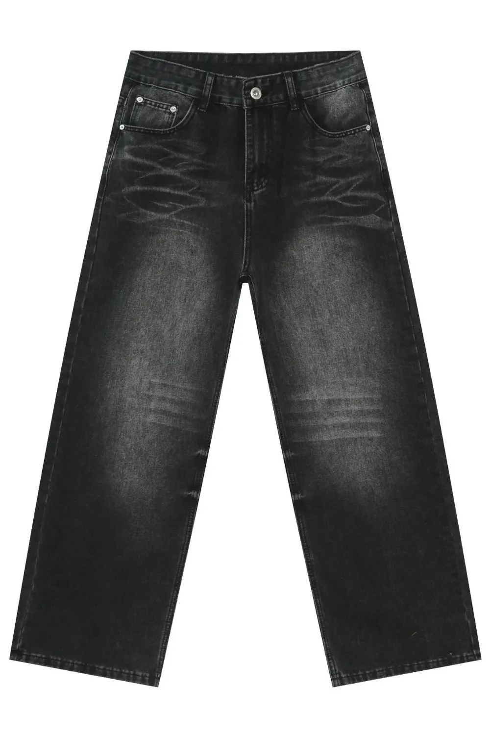 Men's Washed Wide Leg Jeans with Pockets, image 6