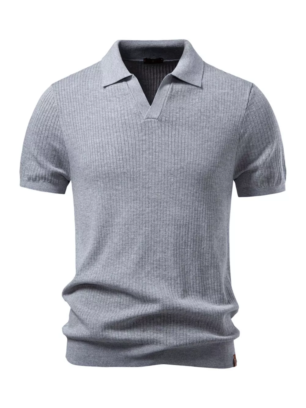 Men's Ribbed Knit Short Sleeve Polo, image 5