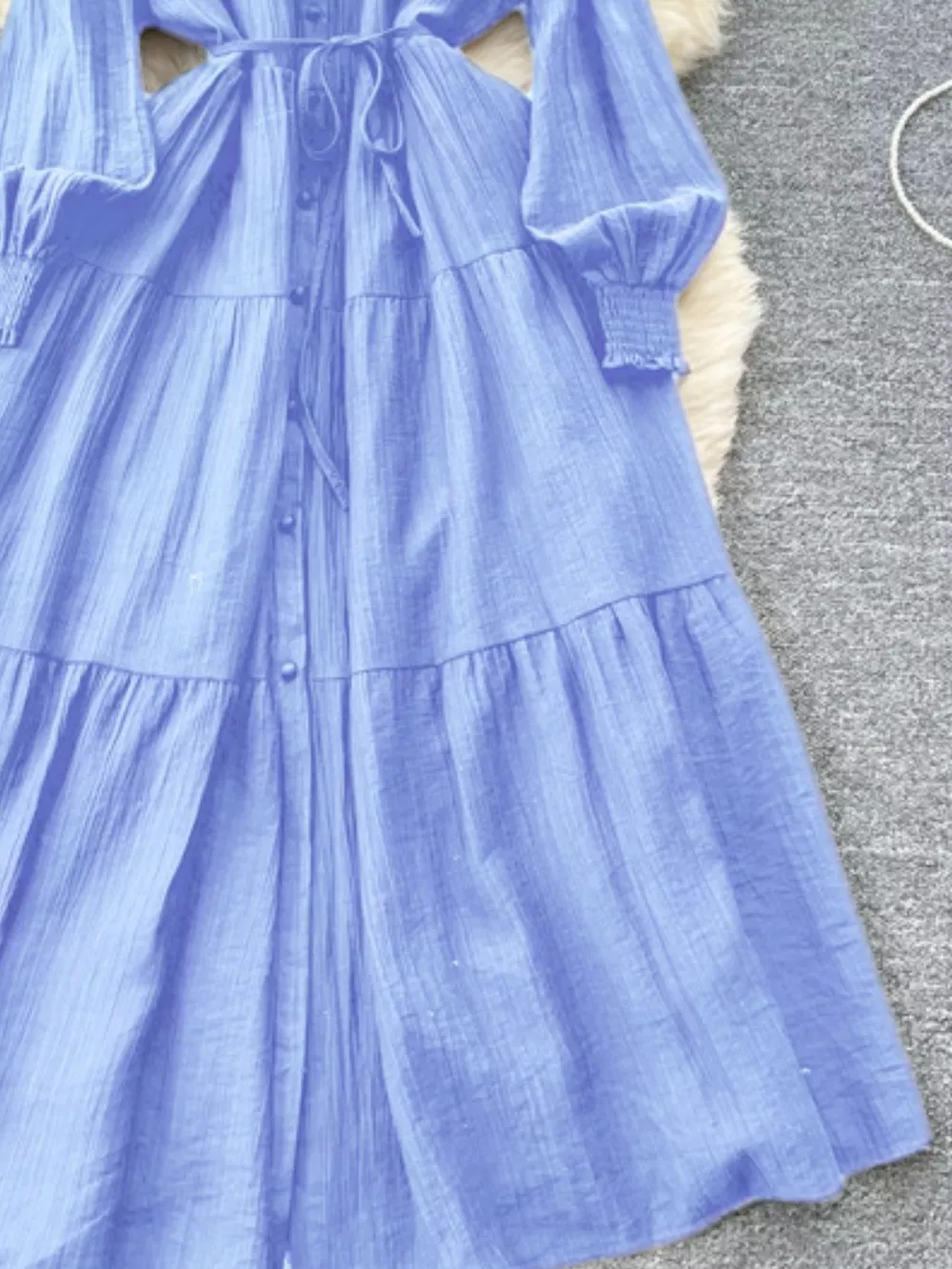 Button Down Tiered Long Sleeve Dress, image 10