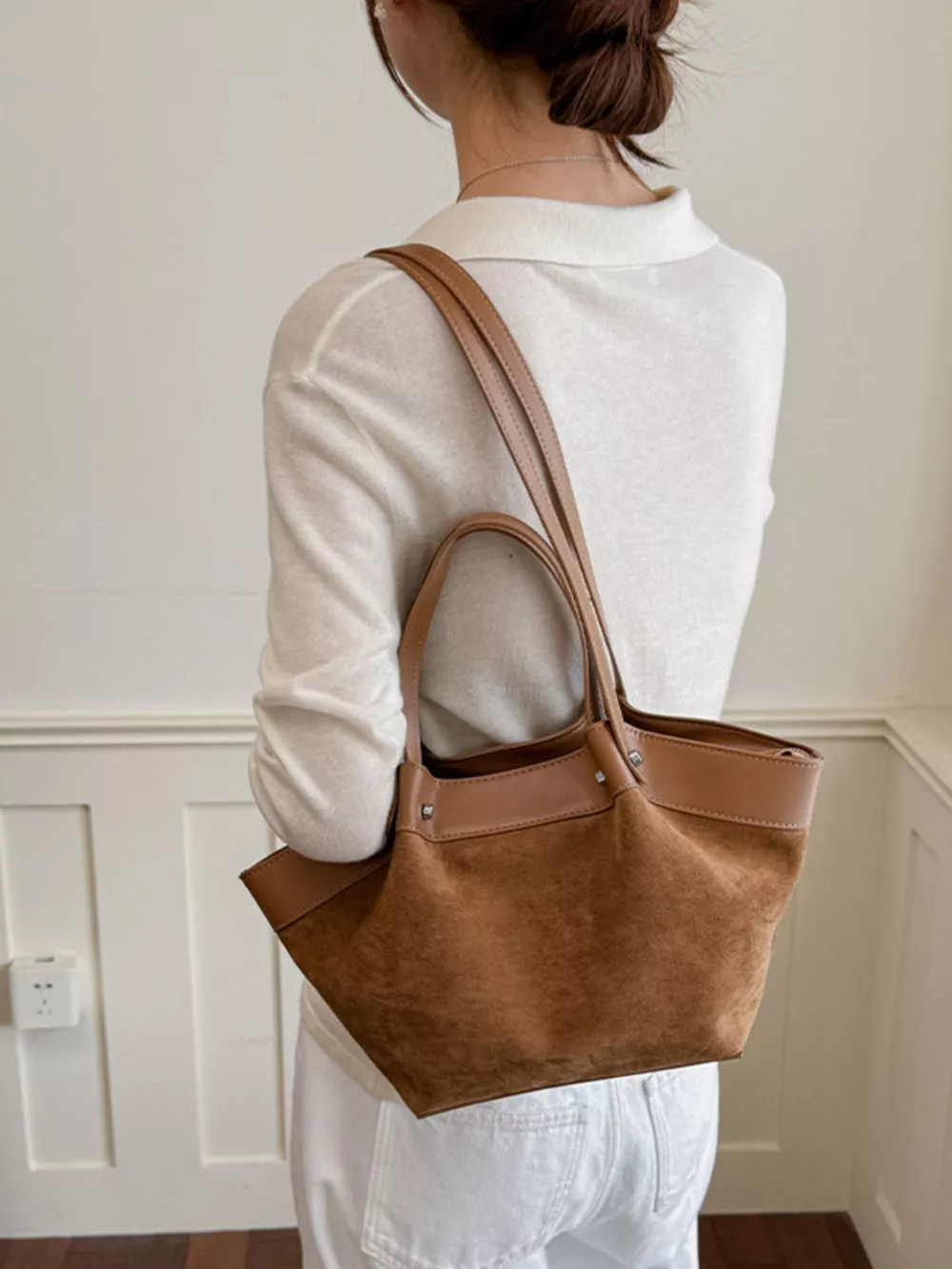 Leather Trim Tote Bag, image 4