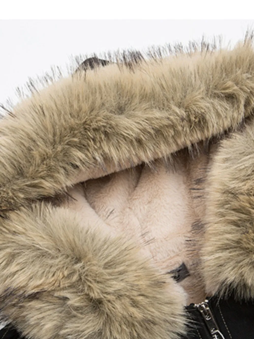 Men's Faux Fur Hooded Zip Up Jacket, image 6