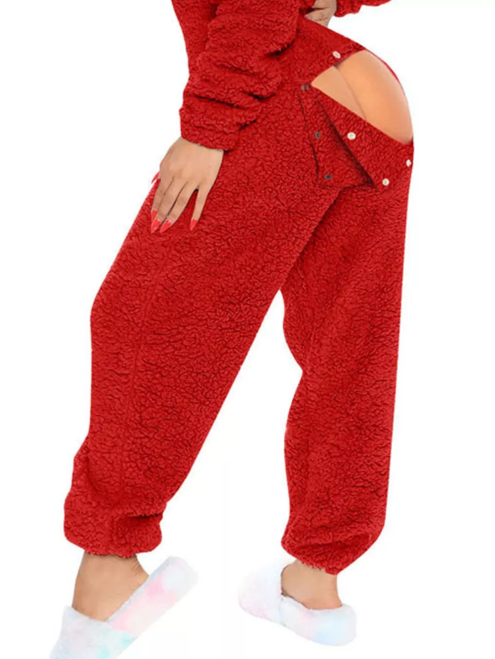 Fleece Hooded Open Back Jumpsuit, image 7