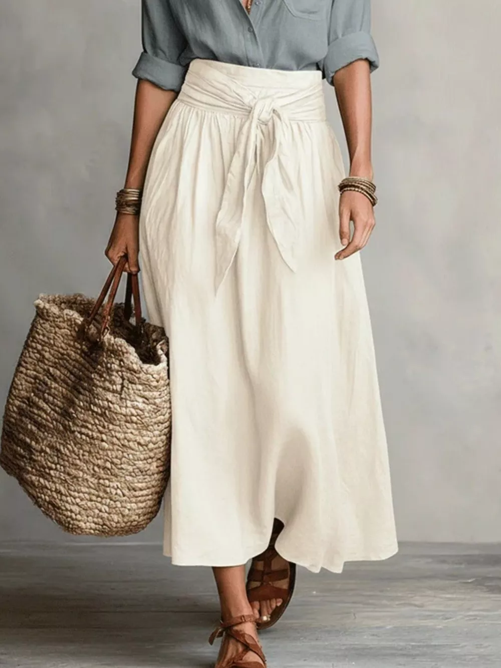 Full Size Button-Down Shirt and Skirt Set Plus Size, image 9
