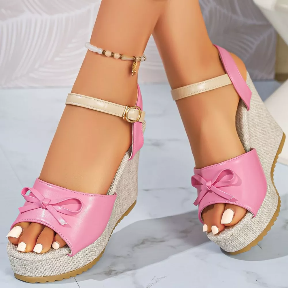 Bow Peep Toe Wedge Sandals, image 8