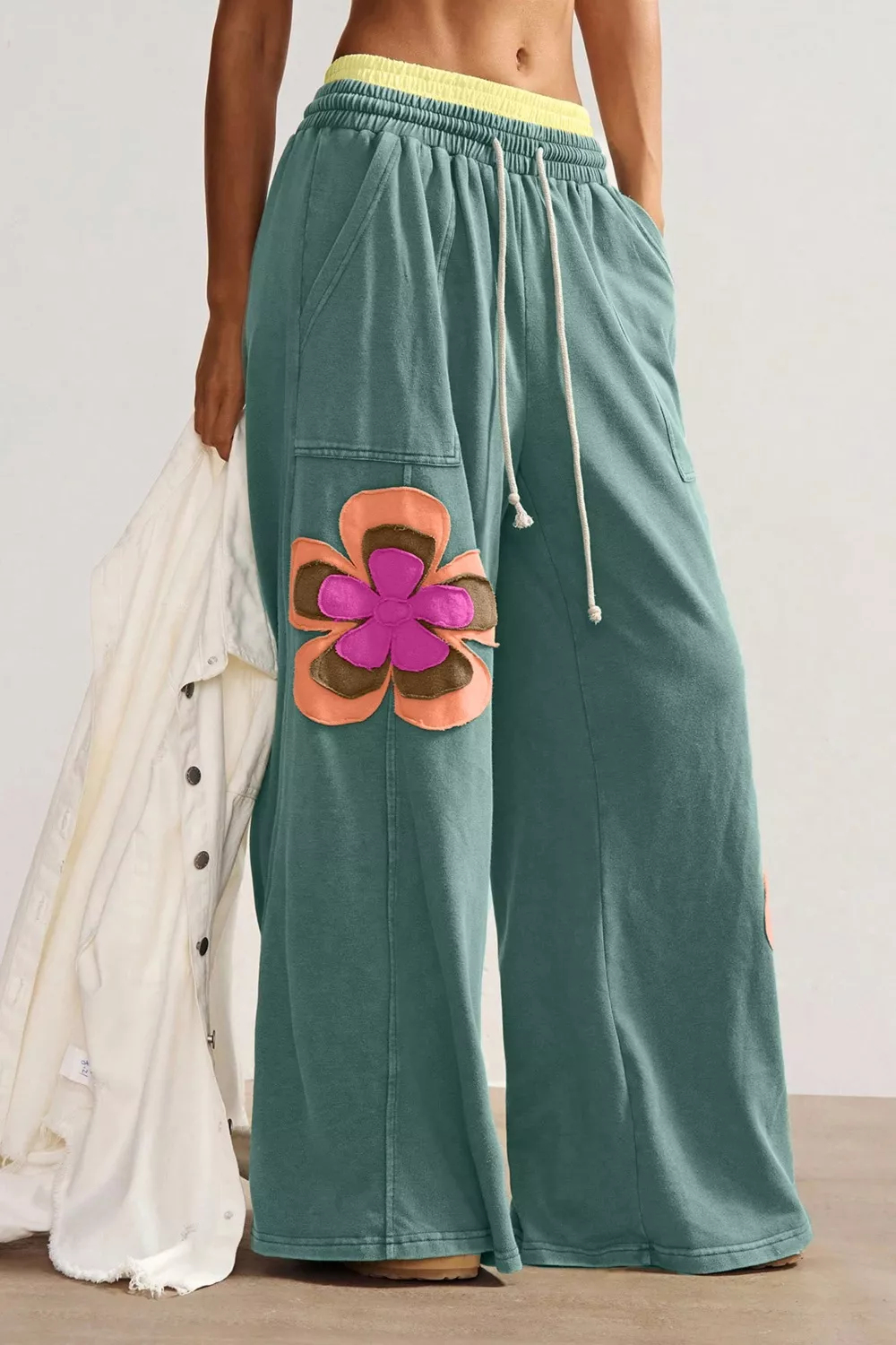 Floral Patchwork Wide Leg Pants, image 2